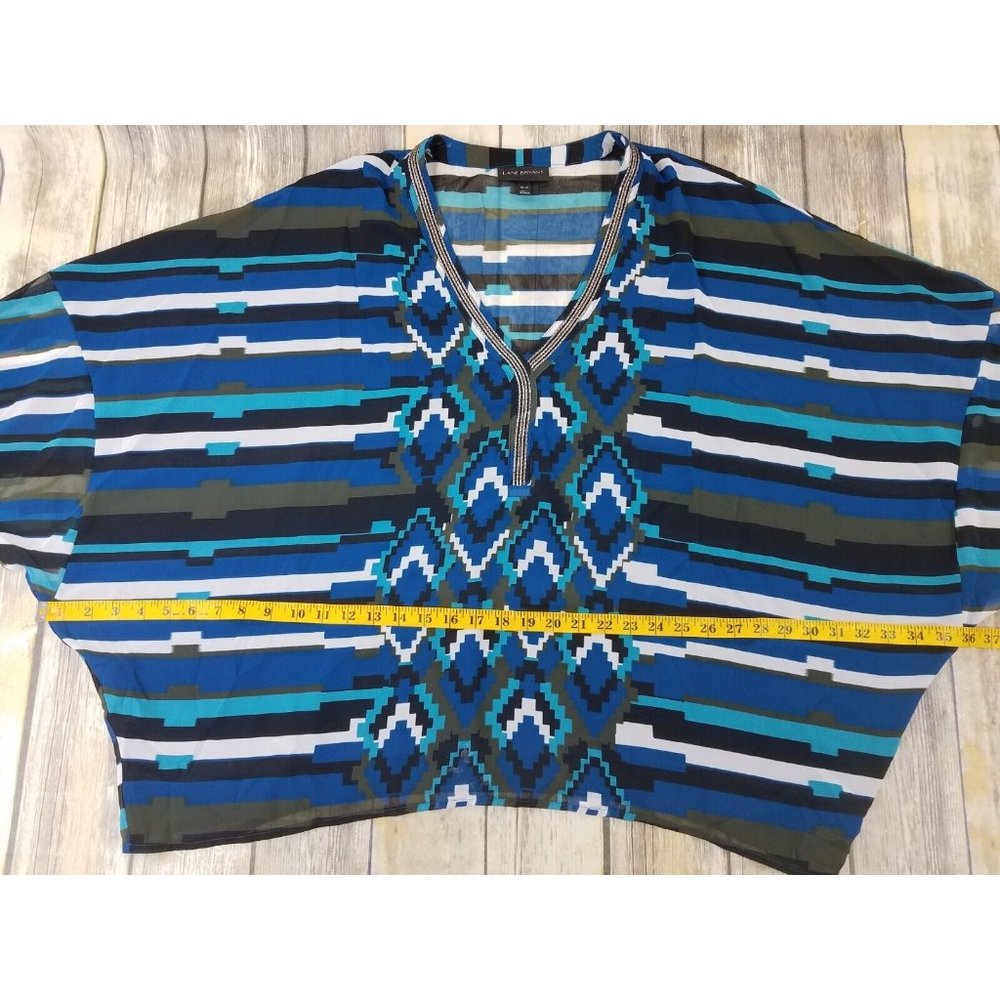 Lane Bryant Womens Blouse Top Plus Size 18/20 Sheer Short Sleeves V-neck Casual - Picture 7 of 12